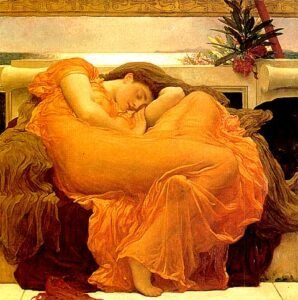 Flaming June, a symbolist painting. Intuitive Zoom