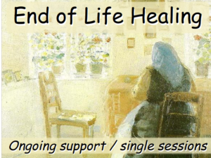 Tranquil image of a woman sitting at a kitchen table n golden white light. Script end of life healing ongoing support single sessions